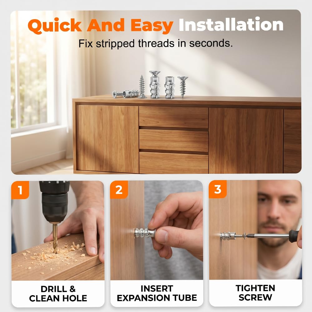 6x14mm Cabinet Hinge Repair Expansion Screw Kit