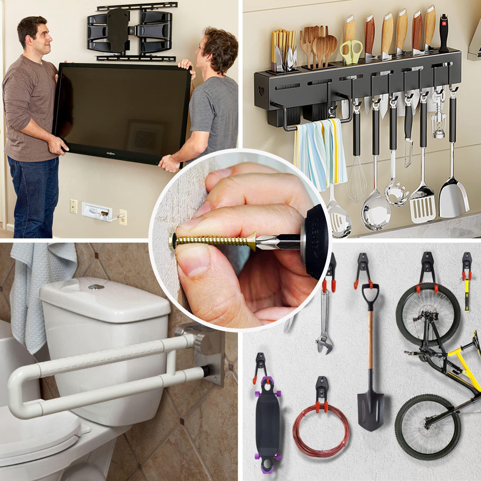 100-Piece Heavy Duty Metal Wall Anchors and Screws Set