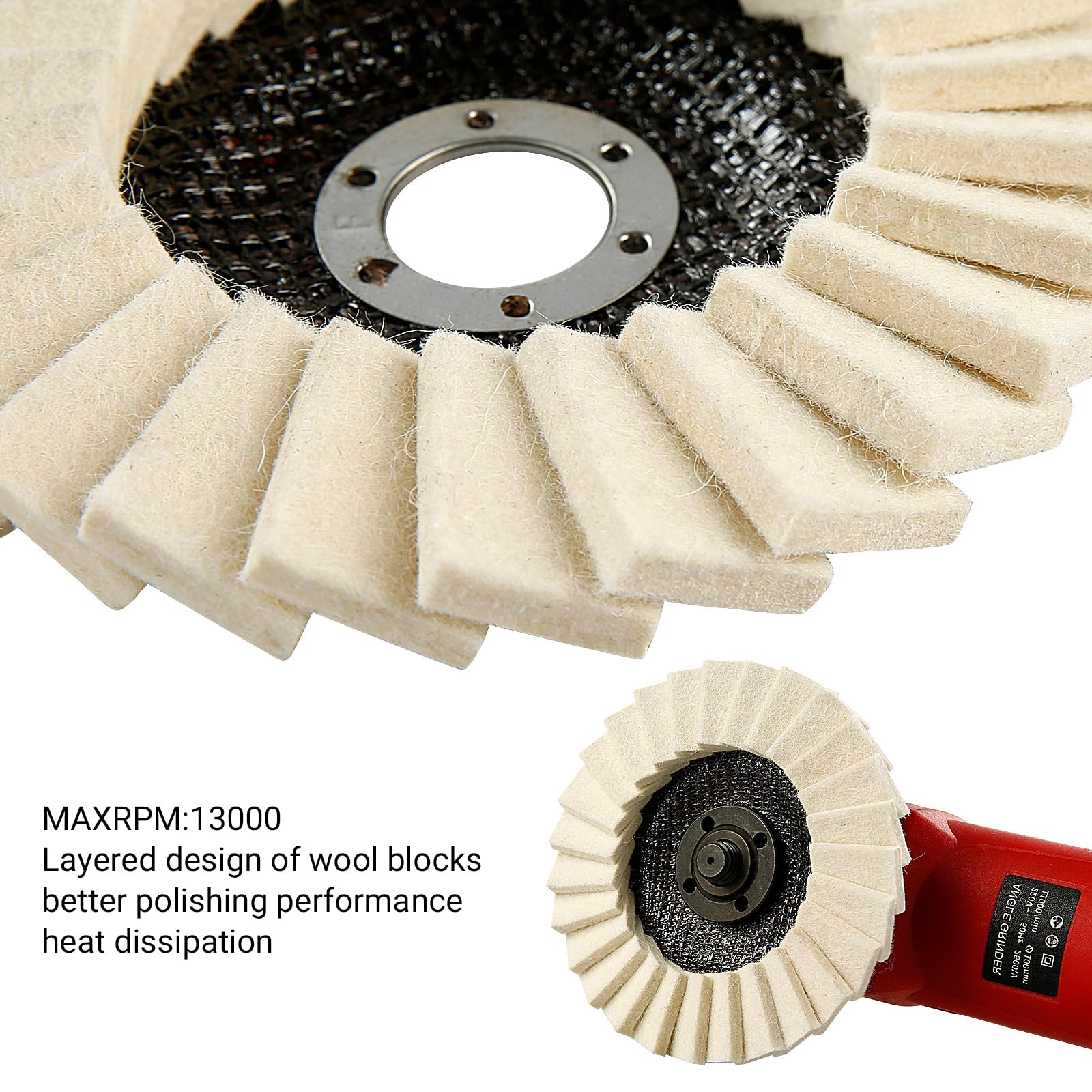 5-Inch Wool Felt Polishing Flap Disc Set for Angle Grinders