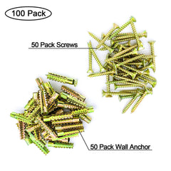 100-Piece Heavy Duty Metal Wall Anchors and Screws Set