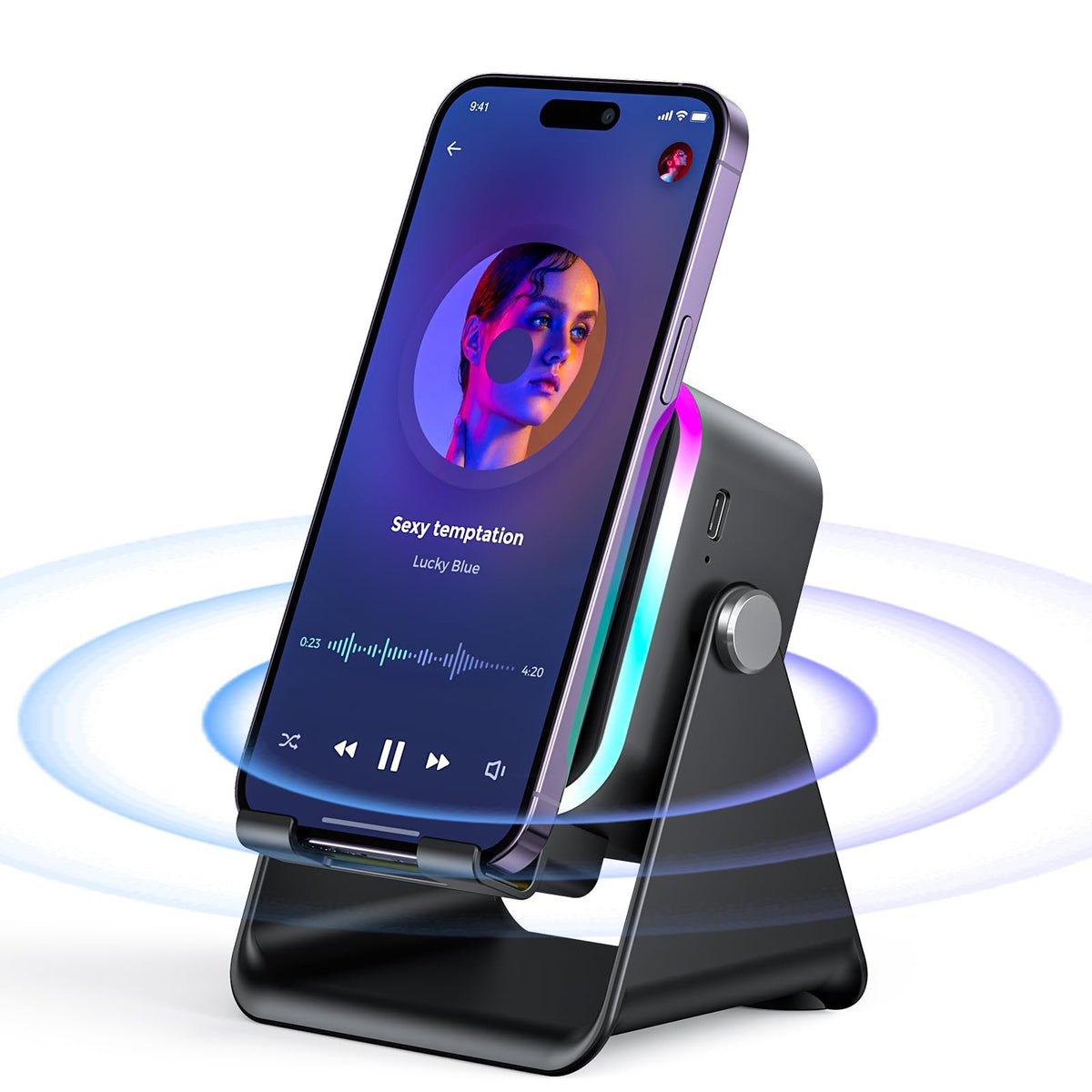 5-in-1 Induction Speaker & Bluetooth Phone Stand with Power Bank